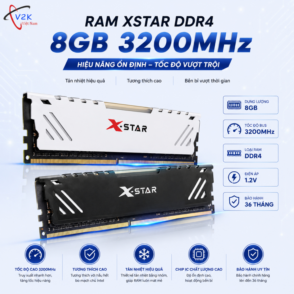 Ram XSTAR 8GB/16GB Buss 3200MHz  DDR4  - Ram Mới 100% , Bảo Hành 24 Tháng