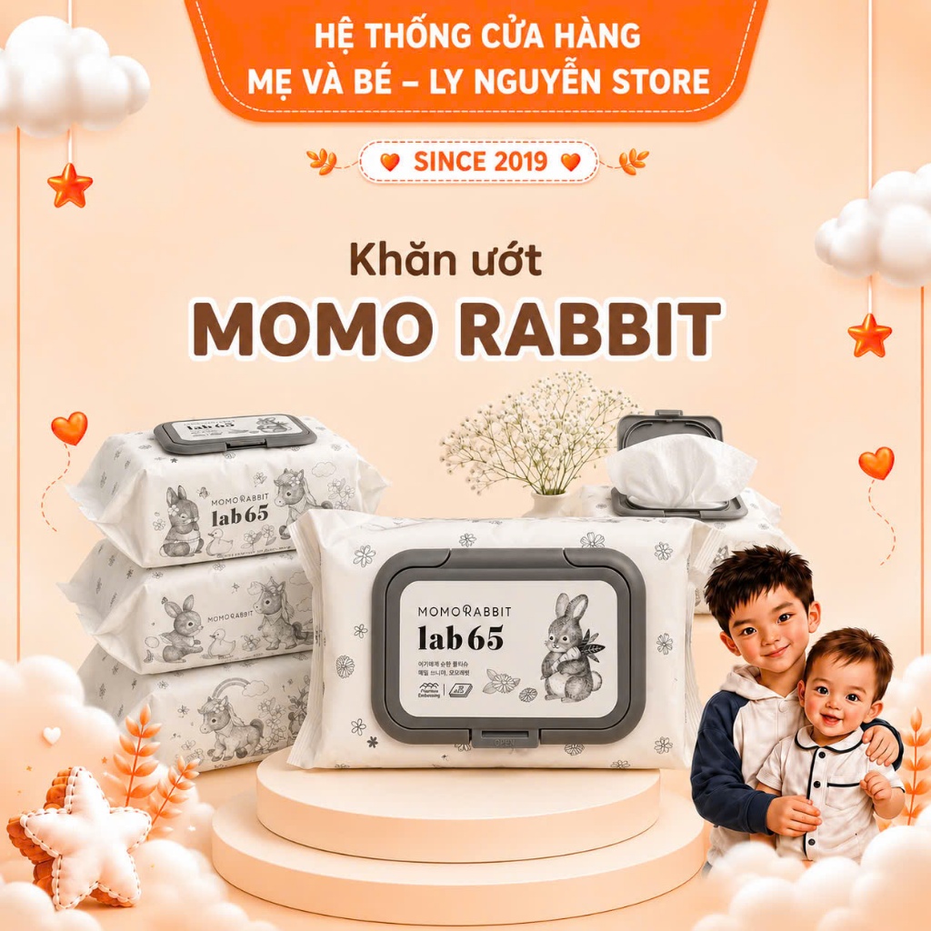 [Ly Nguyen Store] KHĂN ƯỚT MOMO RABBIT 65G
