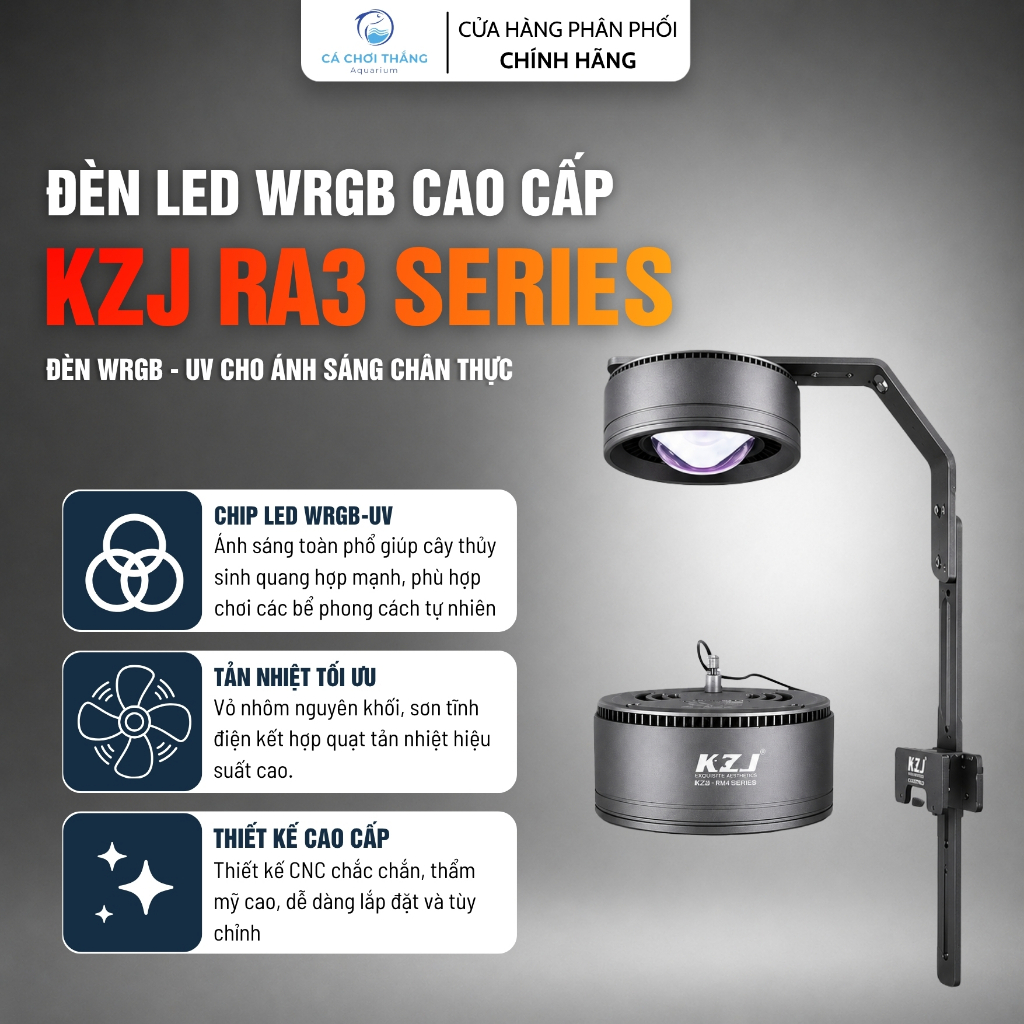 Đèn KZJ RA3 Series WRGB+UV (Sẵn chân) - Cho màu sắc chân thực, huyền ảo với phong cách Biotope