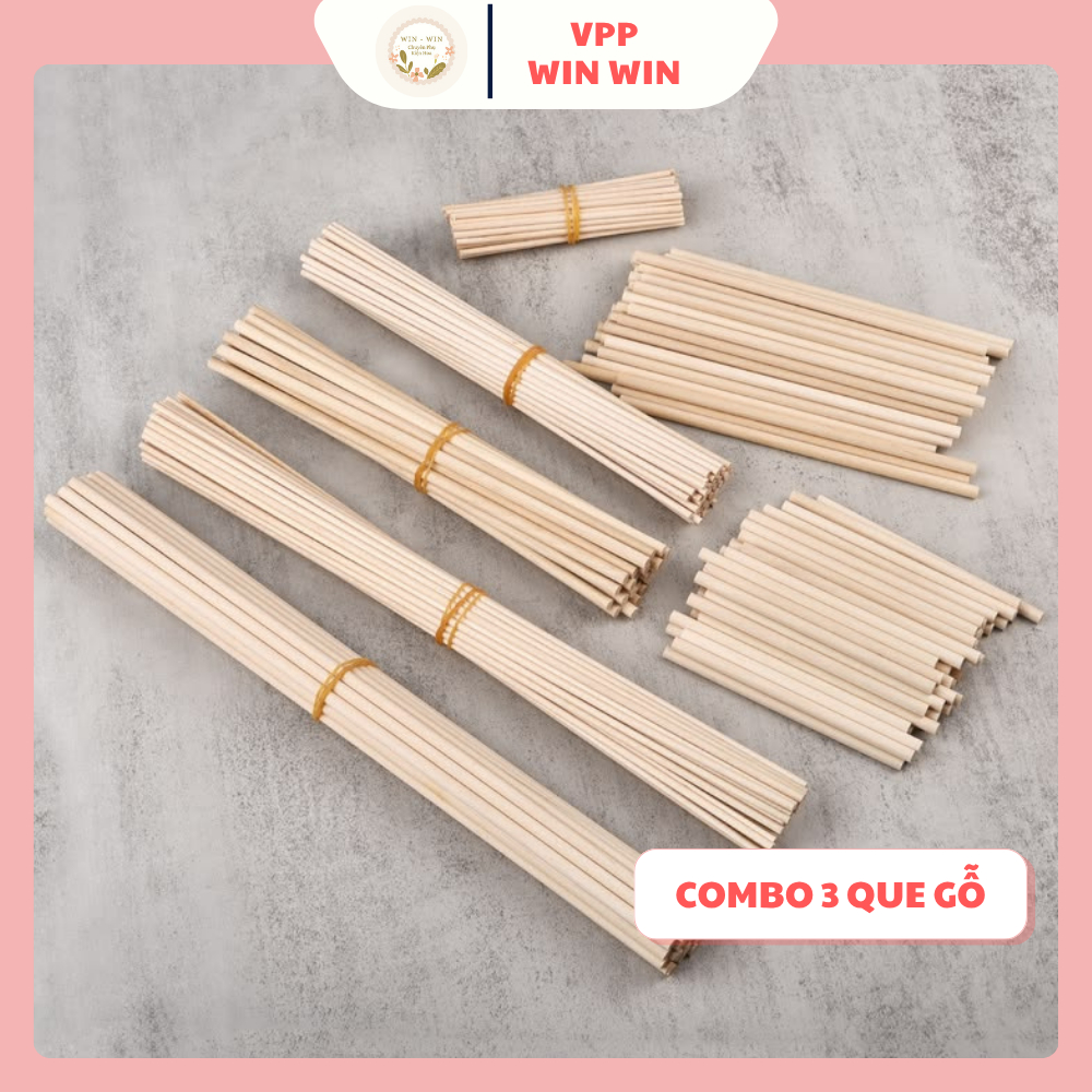 [COMBO 3] Que Gỗ 20cm đường kính 9mm làm HandMade