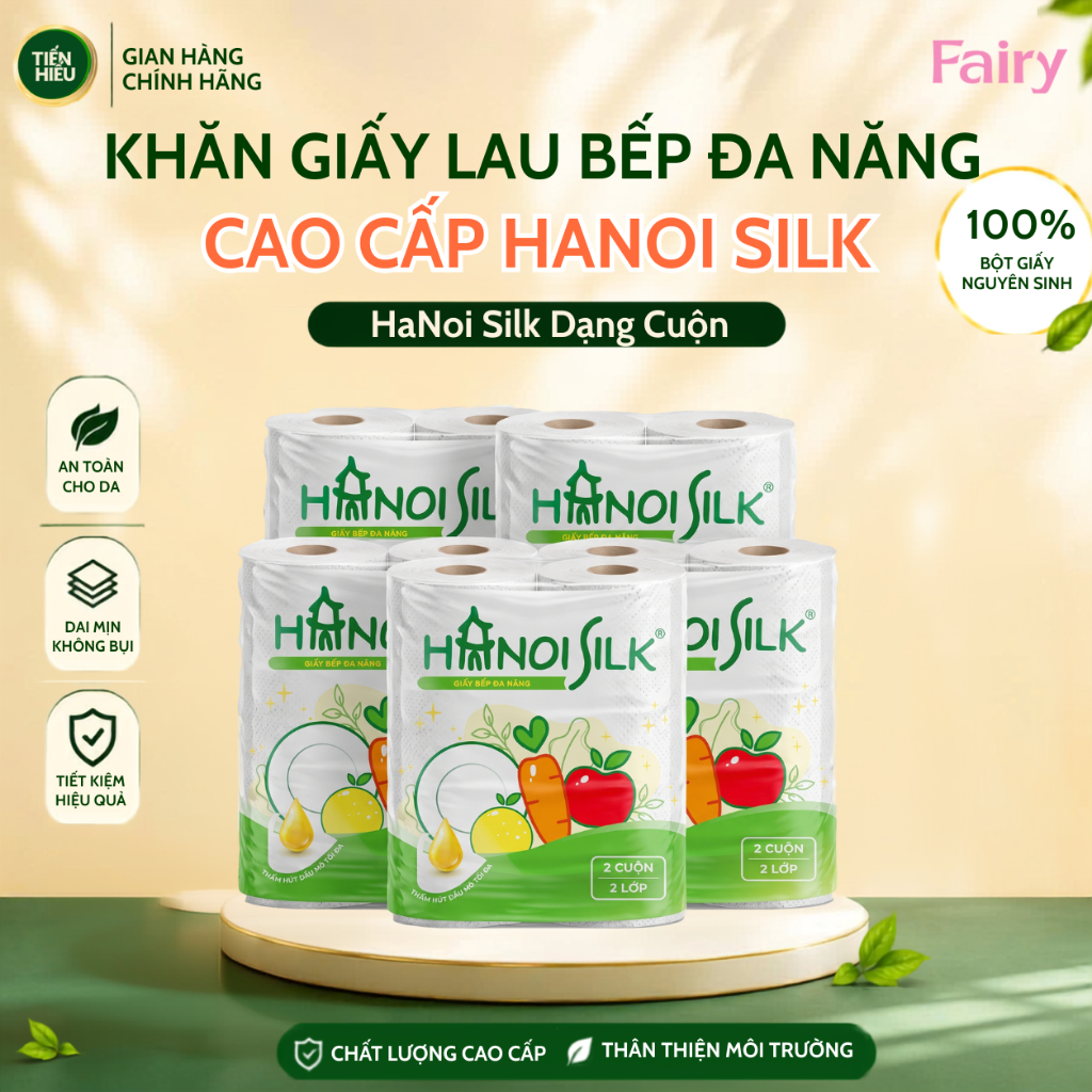 Khăn Giấy Lau Bếp Đa Năng HaNoi Silk, Thấm Hút Dầu Siêu Nhanh, Lau Chùi Tiện Lợi - Bich 2 Cuộn