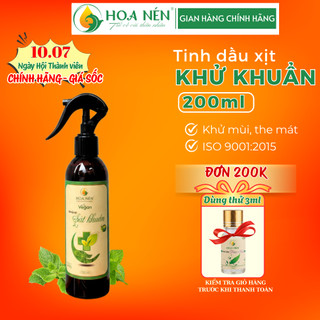 Tinh dầu xịt kh.ử khuẩn 200ml theo công thức WHO - Hoa Nén - Vegan - Dưỡng ẩm da tay