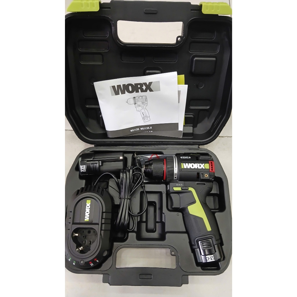 Máy khoan cầm tay 12V Worx WU135 (Gồm 1 máy, 2 pin, 1 sạc)