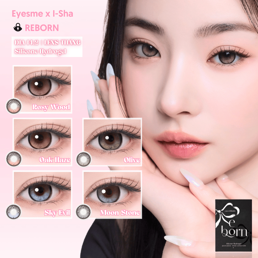 [Eyesme x I-Sha] Kính áp tròng highlight khóa trục I-Sha Reborn lens giãn tròng tạo chiều sâu