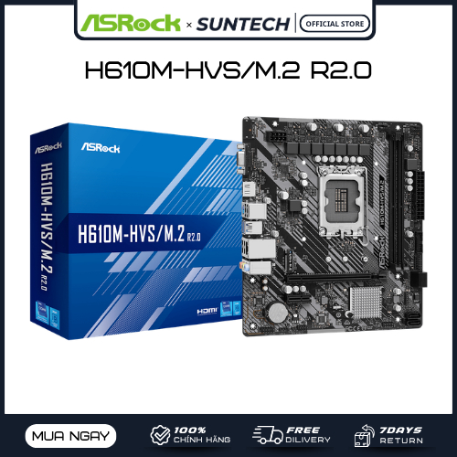 Mainboard ASROCK H610M-HVS/M.2 R2.0 | Socket LGA1700, DDR4, PCIe 4.0, Siêu Bền, Giải Pháp Kinh Tế Ch