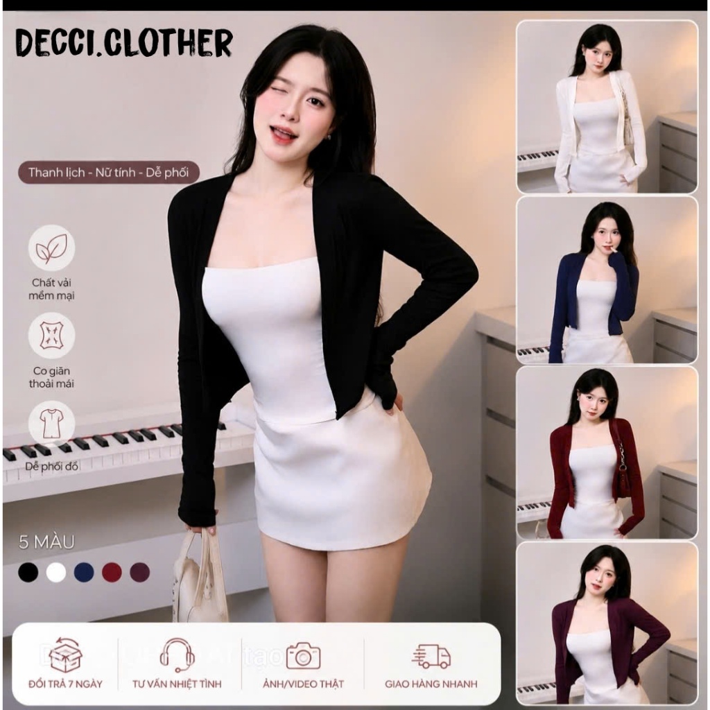 Áo Khoác Cardigan Cotton Lông Mịn Dáng Vừa - A13