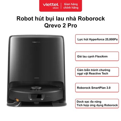 Robot Hút Bụi Lau Nhà Roborock Qrevo 2 Pro | Lực Hút 25.000Pa | Tự Động Đổ Rác, Giặt Sấy Giẻ