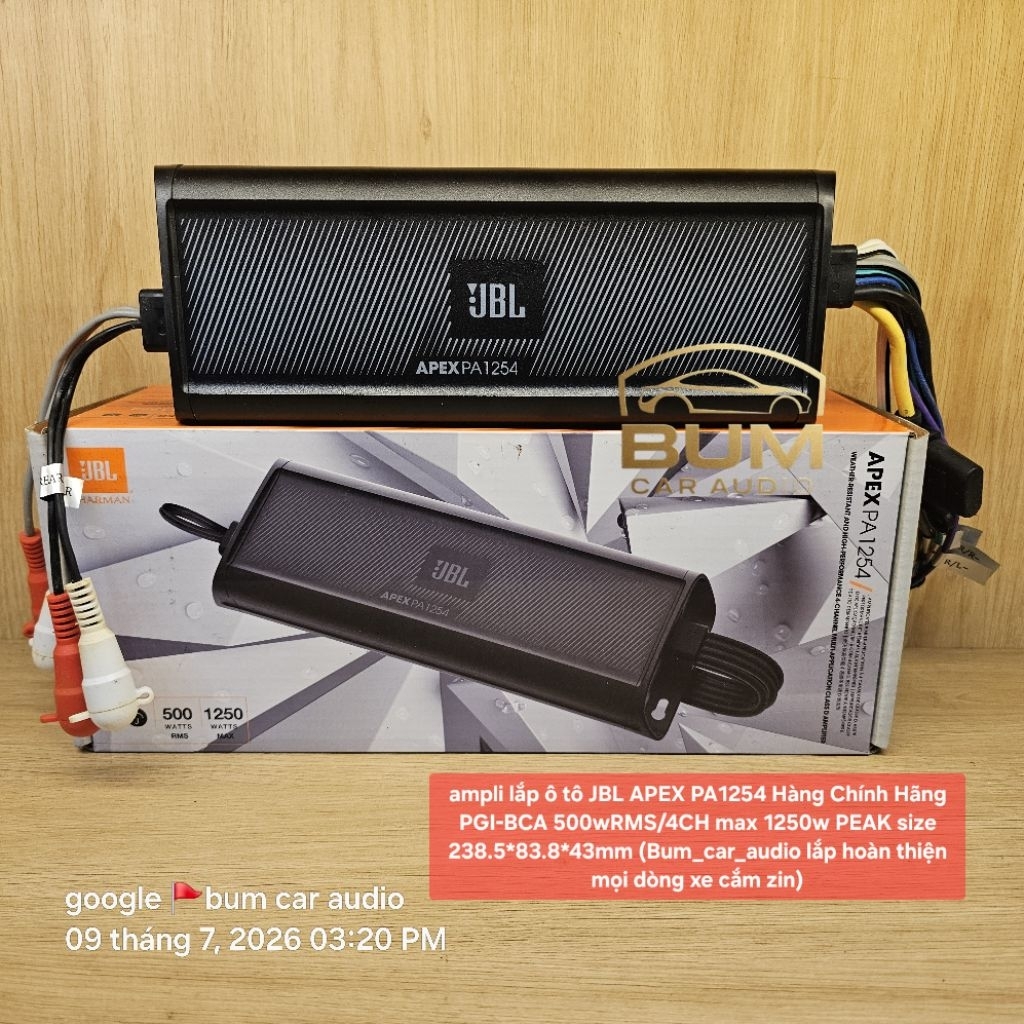 ampli lắp ô tô JBL APEX PA1254 Hàng Chính Hãng PGI-BCA 500wRMS/4CH max 1250w PEAK size 238.5*83.8*43