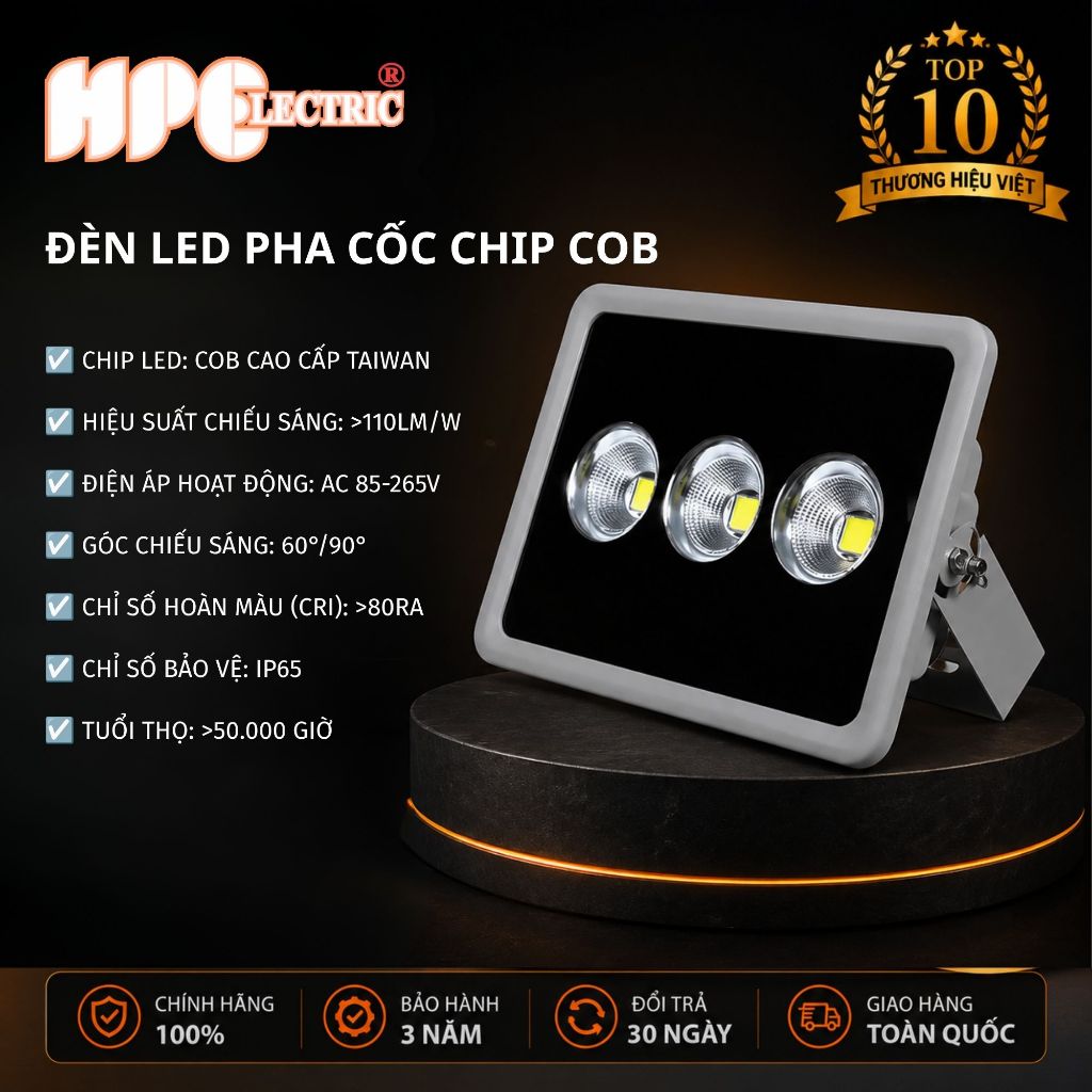 Đèn Led Pha Cốc chip COB Hiệu HPElectric BH 3 năm - H09 )