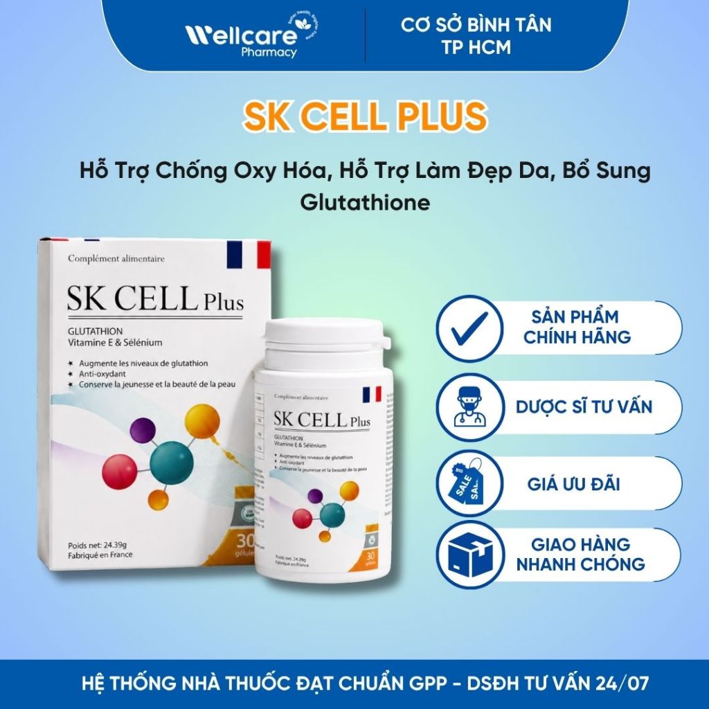 [CHÍNH HÃNG] SK Cell Plus Glutathione - Hỗ Trợ Chống Oxy Hóa, Chăm Sóc Da - Hộp 30 Viên
