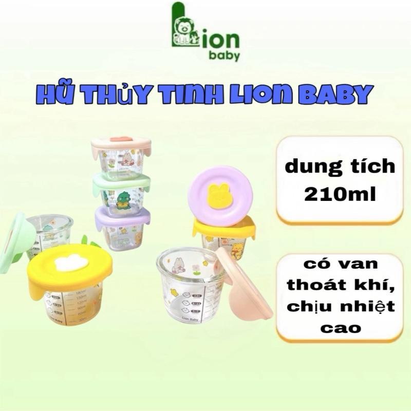 Hũ thủy tinh chia vạch 210ml mẫu họa tiết cho bé ăn dặm