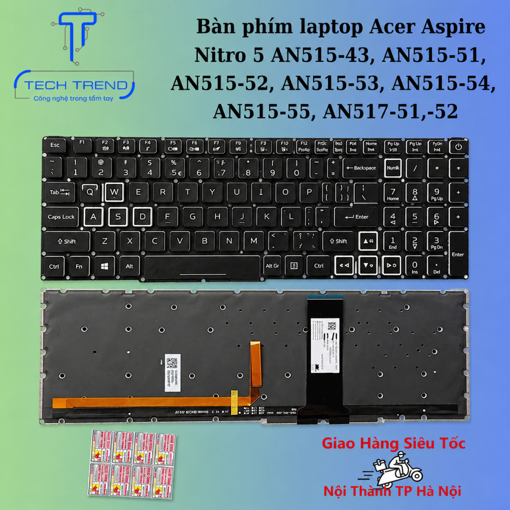 Bàn phím laptop tương thích Acer Aspire Nitro 5 AN515-43, AN515-51, AN515-52, AN515-53, AN515-54, AN