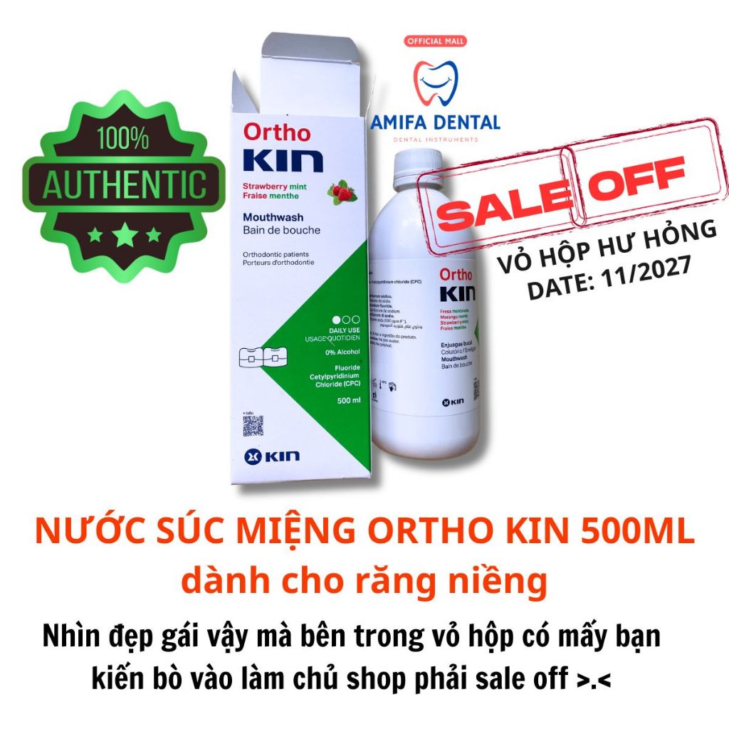 [SALE OFF] Nước Súc Miệng Chỉnh Nha Ortho Kin, Nước Súc Miệng Răng Niềng Ortho Kin 500ML Date 11/202