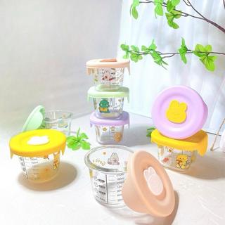 Hũ thủy tinh chia vạch 210ml mẫu họa tiết cho bé ăn dặm