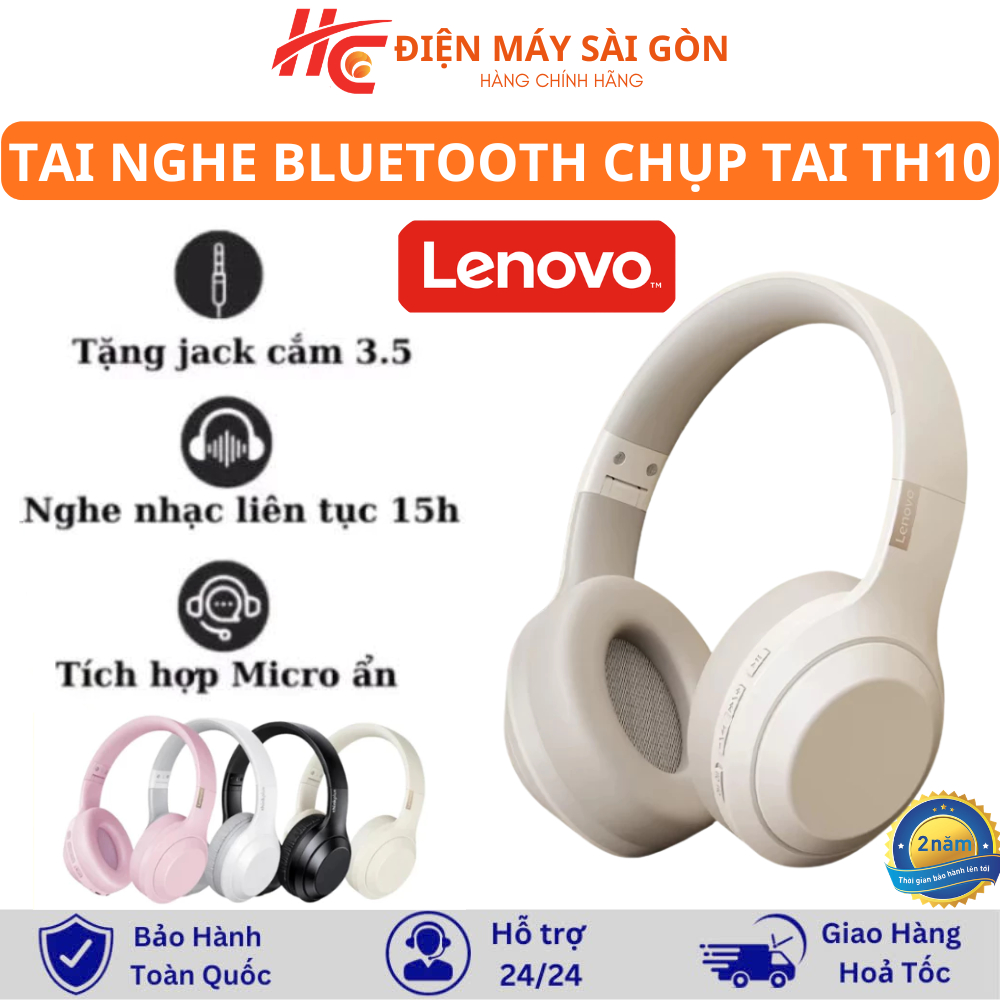Tai Nghe TH10 Lenovo , Âm Thanh Nổi HiFi Giảm Ồn, Chống Thấm Nước, Có Mic