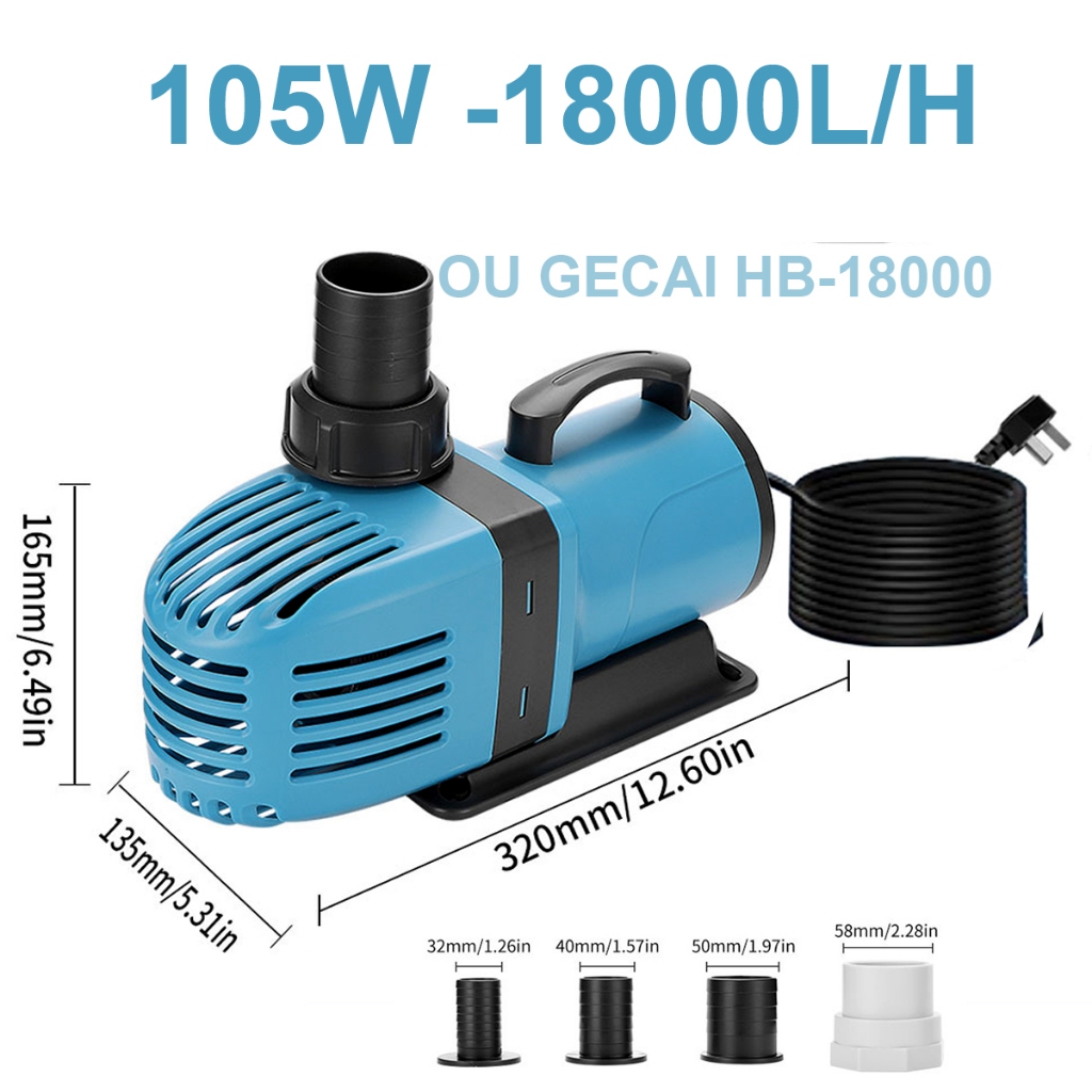 Máy Bơm Hồ Cá OU GECAI HB-18000 (18000L/H - 105W) Bơm Chìm Êm Ái, Bền Bỉ - Hàng Chính Hãng