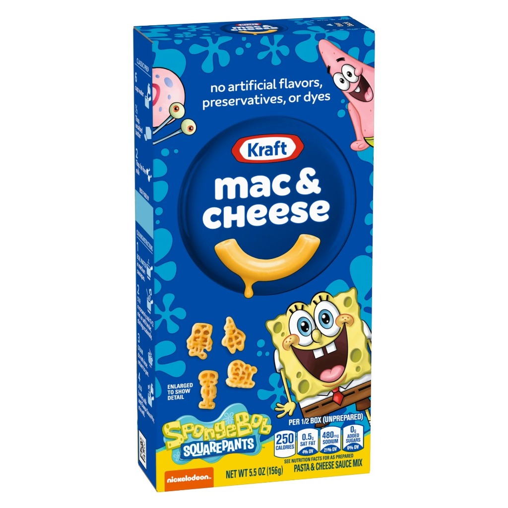 [HÀNG MỸ] Nui Phô Mai Kraft Mac And Cheese Hình SpongeBob - Hộp 156g