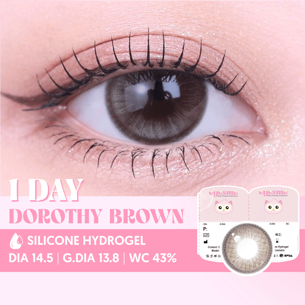 [Lens 1 ngày] Kính áp tròng Eyesme - 1Day Dorothy Brown - Lens nâu giãn tròng hack mắt to tròn