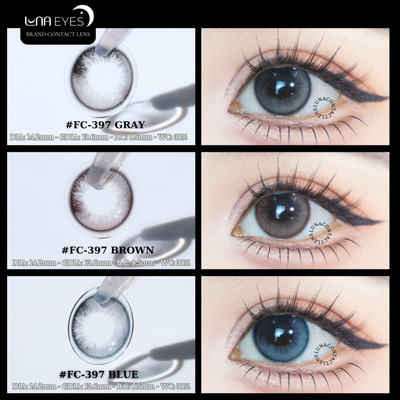 [6 tháng] Lens mắt FC-397 Brown màu nâu hồng tự nhiên, có viền, size vừa - thương hiệu LUNA EYES