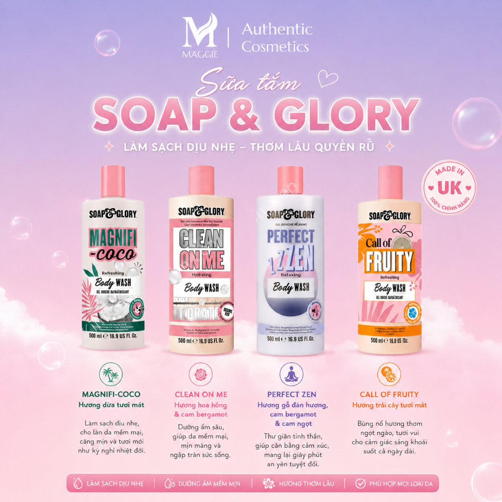 Sữa tắm Soap and Glory nhiều mùi hương quyến rũ