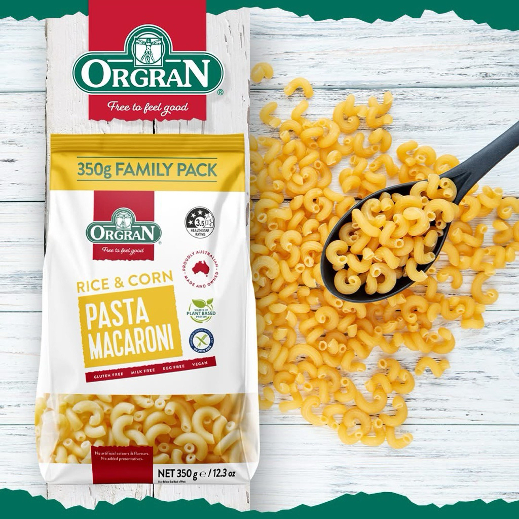 Nui Hình Ống Nhỏ Làm Từ Gạo & Bắp Orgran Không Gluten - GLUTEN FREE Rice & Corn Macaroni