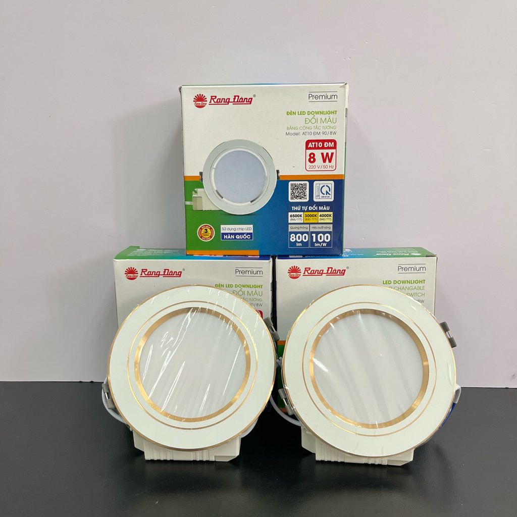 Đèn led âm trần Rạng Đông 10W, 12W, 8W AT04, Đèn downlight Rạng Đông sáng Trắng/Trung Tính/Vàng