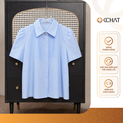 Áo Sơ Mi Nữ 𝐂𝐂𝐇𝐀𝐓 Dáng Suông Kiểu Minsy Chất Liệu Cao Cấp 15FNT2006ST