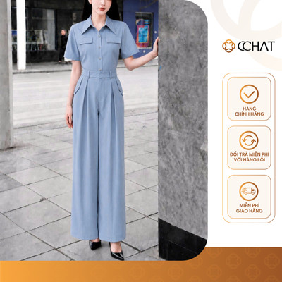 Set Đồ Nữ 𝐂𝐂𝐇𝐀𝐓 Dáng Suông Calypso Nắp Túi Trang Trí Chất Liệu Tuytsi Cao Cấp 16BDS2047ST