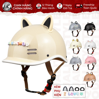 Nón Bảo Hiểm Kiểu Dáng Cá Heo nam nữ cao cấp, tặng kèm quà tặng tai gấu và charm chữ bảo hành 12 tháng
