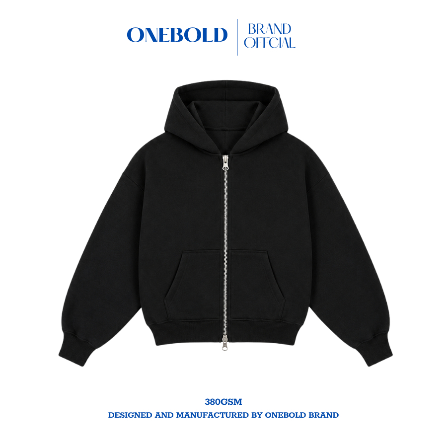 Áo Khoác Hoodie Zip ONEBOLD "Khóa 2 Đầu Nỉ Chân Cua" 380GSM, Áo Nỉ Form Rộng Mũ To Cúc Bấm Nam Nữ Phong Cách | BigBuy360 - bigbuy360.vn