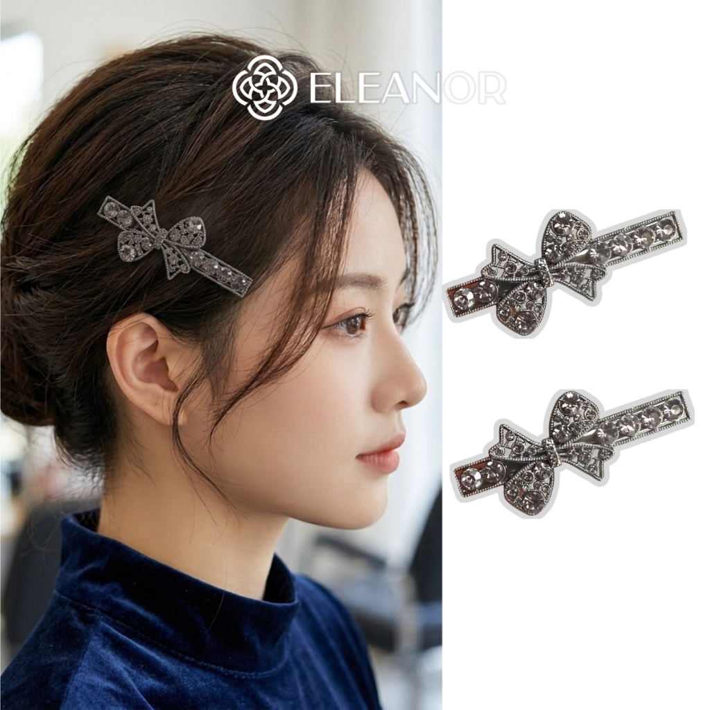 Kẹp tóc nữ Eleanor Accessories đính đá phụ kiện tóc kẹp tóc nơ tiểu thư 12189