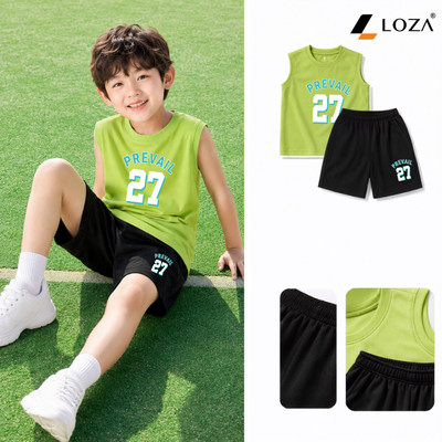 Bộ quần áo thun sát nách trẻ em in số 27 bé trai chất liệu cotton Loza BL710