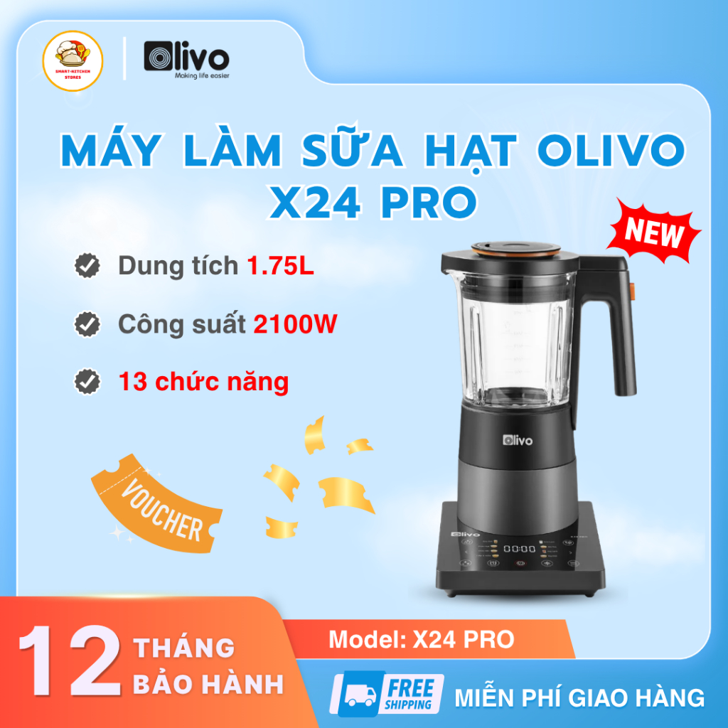 Máy Làm Sữa Hạt Olivo Pro X24 Trang Bị Chế Độ Hẹn Giờ Linh Hoạt, Tự Động Vệ Sinh Khoang Máy - SmartK