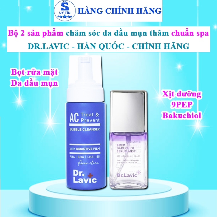 COMBO serum tái tạo phục hồi da 9 pep bakuchoi Dr.lavic hàn quốc bọt rửa mặt dr lavic chính hãng drl