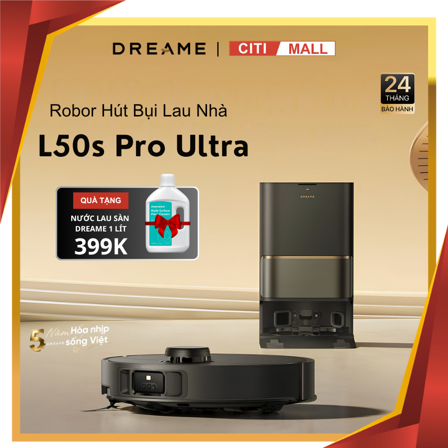 Robot Hút Bụi Lau Sàn Dreame L50S Pro Ultra - Lực Hút 30000Pa, Chổi Kép Chống Rối, Giặt Giẻ Nước Nón