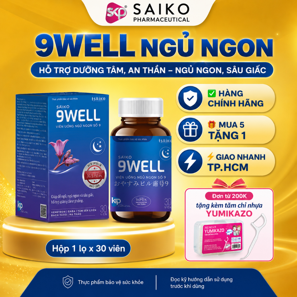 Viên Uống 9WELL Hỗ Trợ Ngủ Ngon, Thư Giãn, Dễ Vào Giấc – Hàng Chính Hãng