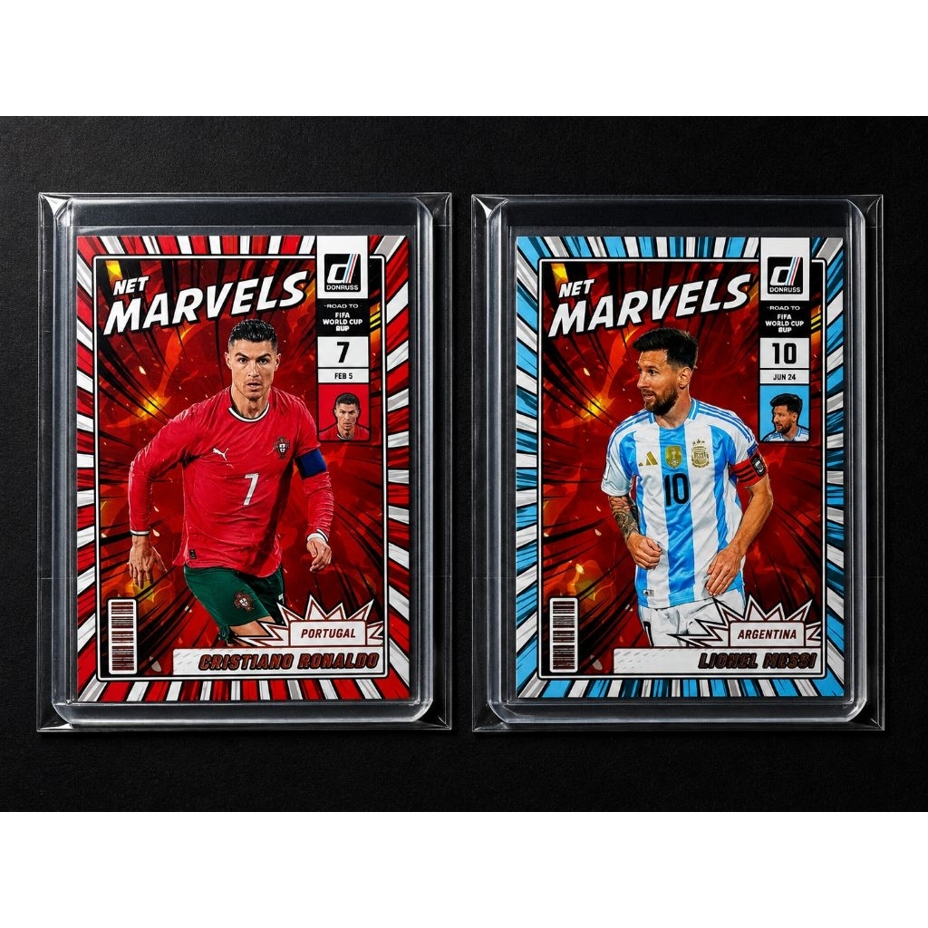 CR7 & Messi Marvels 2026 Donruss Card Chính Hãng Cristiano Ronaldo Lionel Messi Sưu Tầm