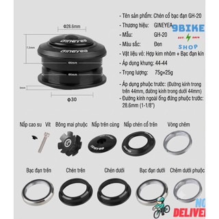 Bộ chén cổ xe đạp bạc đạn Risk 44mm cổ chìm