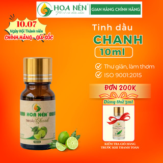 Tinh dầu Chanh nguyên chất - Hoa Nén - Vegan - Xông ph.òng, làm thơm, đuổi c.ôn tr.ùng - 10ml