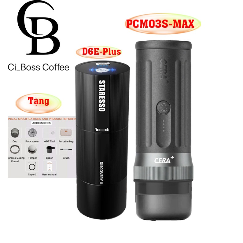 Máy Pha cà phê CERA+ PCM03S-Max | Kết Nối app điện thoai | Rổ  58mm | 20bar | Pin 13,500mAh| Sạc Nha