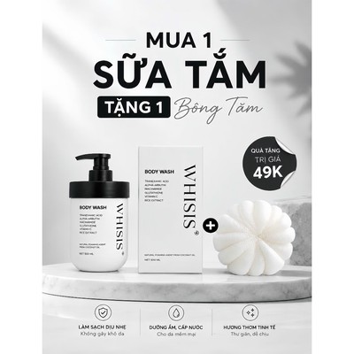 Sữa Tắm Sáng Da Dưỡng Ẩm Mềm Mượt Men Sữa Gạo WHISIS BODY WASH 500ml Lành Tính Tạo Bọt Từ Dầu Dừa Thiên Nhiên