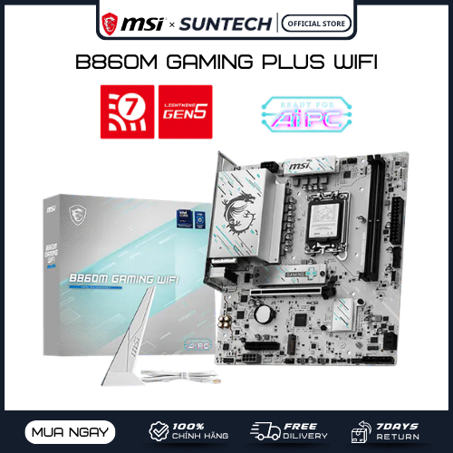 Mainboard MSI B860M GAMING PLUS WIFI | Socket LGA 1851, DDR5, PCIe 5.0, Wi-Fi 7, Thiết Kế Gaming Bền