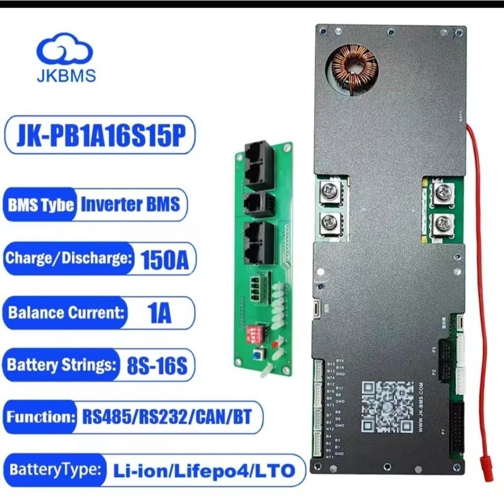 BMS JK 8-16s 150A cân 1A cho Inverter solar, Biến tần, có giao tiếp