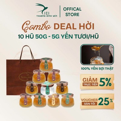[Hỏa tốc HN] Combo 10 Hũ Yến Sào 50G Không Hộp 5G Yến Tươi Cici Thượng Đỉnh Yến - Tổ Yến Chưng Sẵn Yến Sào Khánh Hòa