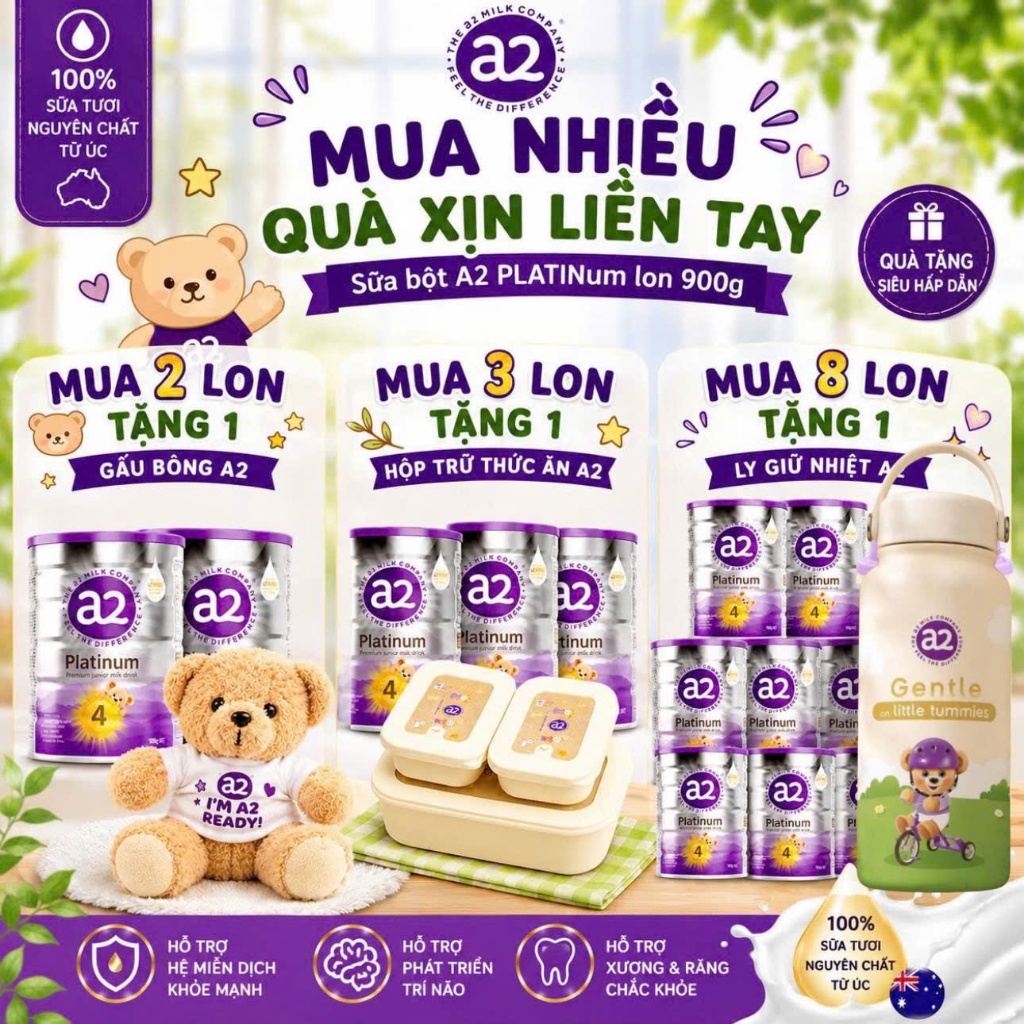 Sữa A2 Platinum Úc hộp 900g số 1,2,3,4