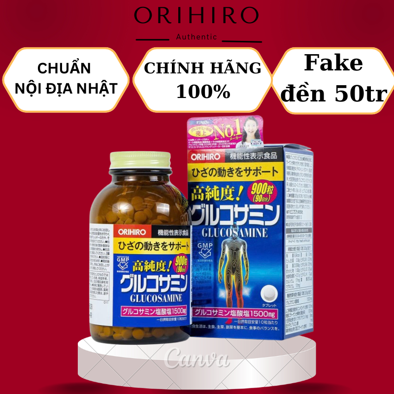 Viênbổ Sung Glucosamine 950 viên Orihiro, Viên Bổ Xương Khớp Glucosami Nhật Bản 950v