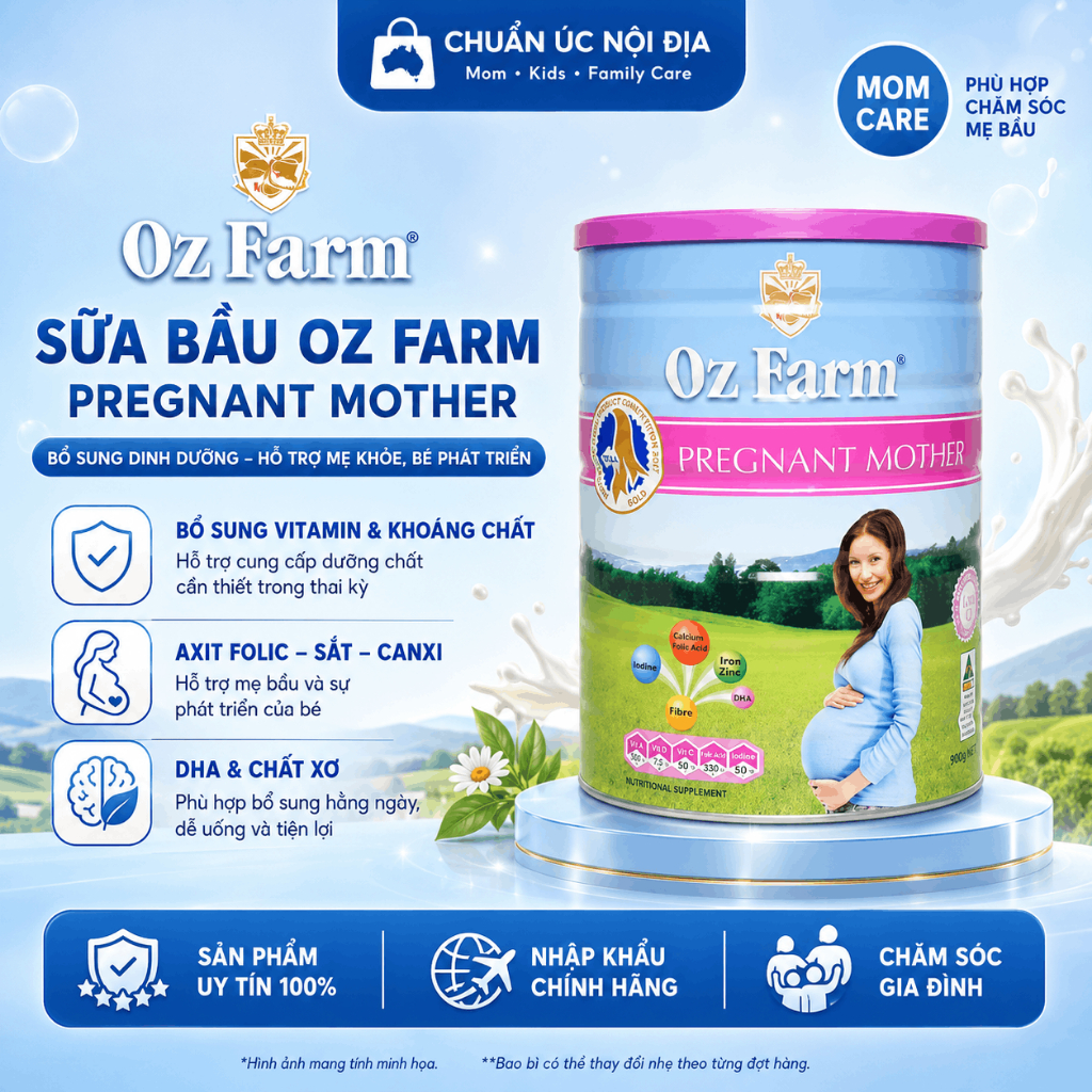 [NHẬP KHẨU TEM PHỤ] Sữa bầu Oz Farm Pregnant Mother Formula 900 gram