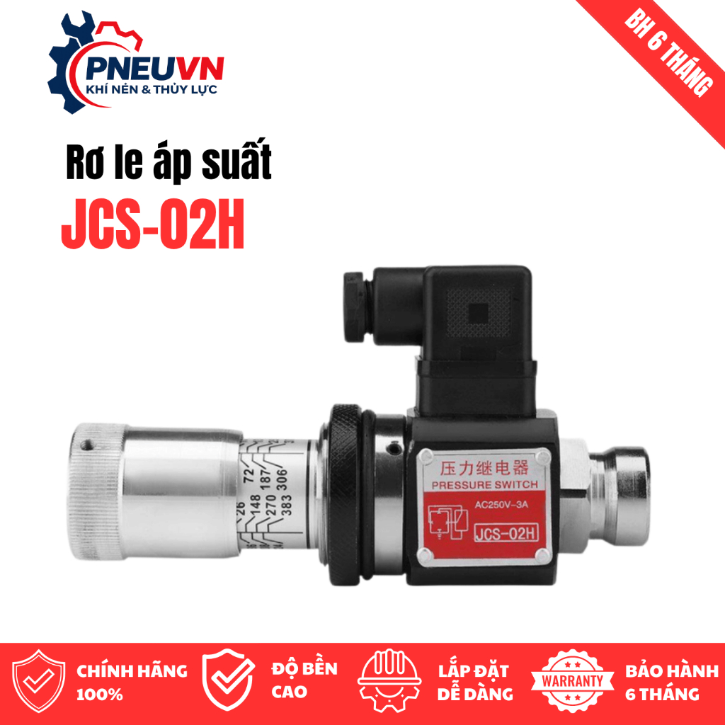 Công Tắc Áp Suất JCS-02H/JCS-02N/JCS-02NL Rơ Le Áp Suất Thủy Lực Pressure Switch Điều Chỉnh Áp Máy C