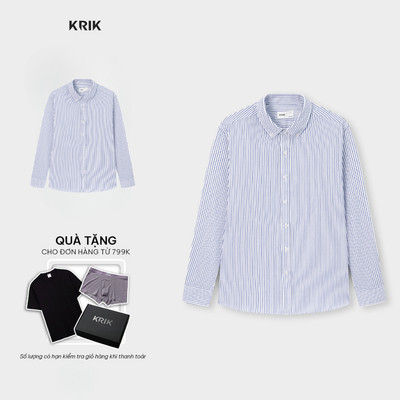 Áo Sơ Mi Dài Tay Nam KRIK Form Regular Chất Vải Mềm Mại Thiết Kế Thanh Lịch SD3348