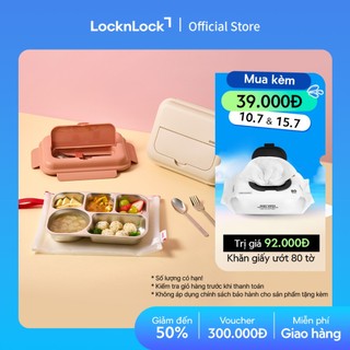 Hộp Cơm Inox Kèm Túi Và Dụng Cụ Ăn Uống LockLock Little Luv LST980 Cho Bé Dung Tích 1.05L - 2 Màu Trắng Ngà/Hồng